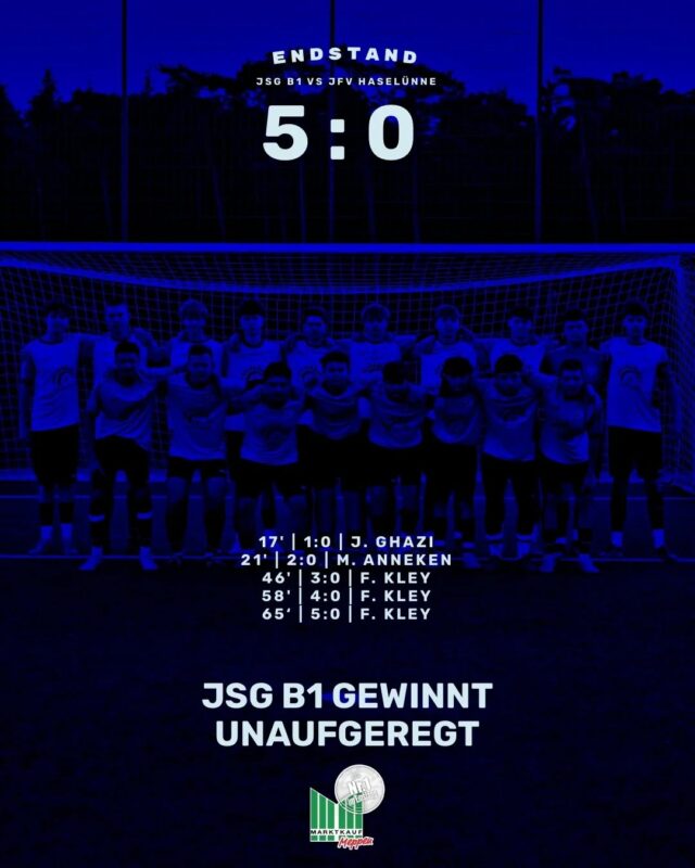 ⚽️ FUSSBALL - JSG B1 - Unaufgeregt gewonnen
Am 02. November traf unsere @jsg_unionmeppen_emslage_u17 auf den JFV Haselünne. Trotz eines etwas zähen Starts konnte die Mannschaft am Ende einen klaren 5:0-Heimsieg einfahren.
Bereits zu Beginn merkte man, dass es an diesem Tag nicht ganz rund lief. Viele Ballverluste im Spielaufbau und ungenaue Pässe prägten die Anfangsphase. Der letzte Wille, einen sauberen und durchdachten Pass zu spielen, fehlte zunächst. Dennoch gelang J. Ghazi in der 17. Minute die 1:0-Führung.
Obwohl unsere JSG mehr Ballbesitz hatte und das Spiel weitgehend kontrollierte, blieb der Spielfluss weiterhin holprig. Man konnte aber in der 21. Minute durch M. Anneken auf 2:0 erhöhen, womit die Weichen früh auf Sieg gestellt wurden.
Nach der Pause änderte sich am Spielgeschehen wenig – das Team von Coach Andreas Schiller hatte die Partie weitestgehend im Griff, ohne zu glänzen. Doch F. Kley schien sich in der Halbzeit etwas vorgenommen zu haben: Mit einem lupenreinen Hattrick innerhalb von nur 20 Minuten entschied er das Spiel endgültig. Seine Tore in der 46., 58. und 65. Minute sorgten für den 5:0-Endstand.
Trotz des deutlichen Ergebnisses bleibt ein kleiner Kritikpunkt: Der Spielaufbau war über weite Strecken zu fehleranfällig und nicht flüssig genug. Auffällig war jedoch, dass alle Tore nach schnellen Ballstafetten entstanden – immer dann, wenn der Ball präzise und druckvoll gespielt wurde, gelang es, die gegnerische Abwehr zu überwinden.
Ein klarer und verdienter Sieg, auch wenn spielerisch noch Luft nach oben bleibt. Glückwunsch an die Mannschaft zum Erfolg.
Das nächste Spiel steht bereits am Dienstag, den 04.11.2025, auswärts bei der U16 von der JSG Baccum/Laxten an. Viel Erfolg dabei! ⚽💪
(miru)