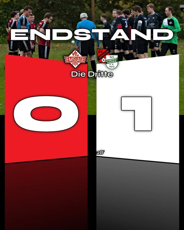 ⚽️ FUSSBALL - Die Dritte - Effektivität vor dem Tor ausbaufähig
Gestern spielte unsere @vfl_emslage_die_zweite_dritte gegen die SG Ahmsen-Vinnen-Herßum 9er II und verpasste es, ihre zahlreichen Möglichkeiten in der Schlussphase in zählbares umzumünzen.
Die Partie begann vielversprechend für das Team von Coach Andreas Jansen. In den ersten zehn Minuten bestimmten unsere Jungs das Geschehen, während die Gäste noch nicht richtig im Spiel waren. Doch Ahmsen-Vinnen-Herßum stabilisierte sich defensiv und ließ danach wenig zu. In der 28. Minute fiel dann das 0:1 – ob Glückstreffer, Sonntagsschuss oder einfach Können, darüber kann man streiten. Fest steht: Die Gäste führten, nicht zwingend verdient, aber auch nicht unverdient.
Nach dem Rückstand versuchte unsere Truppe, das Spiel an sich zu reißen. Besonders in der zweiten Halbzeit wurde der Druck auf das gegnerische Tor immer größer. Es gab mehrere hochkarätige Chancen – doch entweder war ein Abwehrbein dazwischen, oder der Keeper der Gäste parierte stark. Letztlich fehlte es an der nötigen Kaltschnäuzigkeit vor dem Tor – Abschlussschwäche beschreibt das Geschehen wohl am treffendsten. So blieb es beim 0:1 und der ärgerlichen Niederlage, obwohl definitiv mehr drin war.
Trotzdem: Der Abstand zum Abstiegsplatz beträgt weiterhin fünf Punkte, auch wenn der FC Wesuwe III noch ein Spiel weniger absolviert hat.
Weiter geht’s bereits am kommenden Dienstag, den 04.11., im ARU Kreispokal der 3. und 4. Kreisklasse. Gegner ist der SV Teglingen 9er III. Anstoß ist zu Hause in Versen – also kommt vorbei, unterstützt unsere Dritte lautstark und helft dem Team, in der K.O.-Runde den Einzug in die nächste Runde klarzumachen!
(miru)