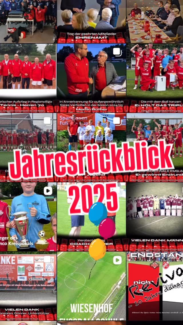 Jahresrückblick 2025
 
Das Jahr 2025 geht zu Ende und wir wollen allen Ehrenamtlichen herzlich danken. Nur durch eure ehrenamtliche Tätigkeit können wir den Trainings- und Spielbetrieb für unsere Mitglieder sicherstellen. Ihr seid mit so viel Herzblut dabei. Danke sagen wir allen Trainern, Helfern, sowie Eltern, Fans, Unterstützern und Freunden des Vereins, die unseren VfL im Hintergrund oder am Spielfeldrand begleiten.
 
Ein besonderes Dankeschön geht an das Team der Sparte Boule, das mit über 1.200 Arbeitsstunden Eigenleistung den Bau der Boule-Hütte in Rühlerfeld ermöglicht hat – ein starkes Zeichen für Zusammenhalt und gelebtes Vereinsleben.
 
Auch sportlich sorgte 2025 für viele Erfolge: Die E1 gewann das Triple und nahm am Sparkassen-Cup in Barsinghausen teil. Die D1 sicherte sich den Gewinn des Dinkelcups. Die JSG B1 und die JSG A1 wurden Meister und spielen in der kommenden Rückrunde in der Bezirksliga. Einen herausragenden Erfolg feierten zudem unsere Herren 70 im Tennis mit dem Aufstieg in die höchste Liga ihrer Altersklasse.

Dieses Video zeigt einige Highlights aus 2025. Dazu gehörten Verabschiedungen ebenso wie der feierliche Nachmittag mit geehrten Vereinsmitgliedern. Im Rahmen der Aktion „Das Ehrenamt überrascht“ wurde Hella für ihren außergewöhnlichen Einsatz geehrt. Ein weiteres Highlight für unseren Nachwuchs war die Wiesenhof Fußballschule. Auch Werte wie Fair Play sollten zum Alltag im Sport gehören. Auf besonders bemerkenswerte Weise lebte Martin diese Werte vor und wurde für sein vorbildliches Handeln vom NFV Emsland mit der Fair Play-Medaille ausgezeichnet.

Dies ist nur ein kleiner Einblick in all das, was unseren Verein im Jahr 2025 bewegt hat. Gemeinsam haben wir dieses Jahr zu einem erfolgreichen Vereinsjahr gemacht. Wir freuen uns auf alles, was kommt!
 
Vorstand VfL Emslage e.V. 1971