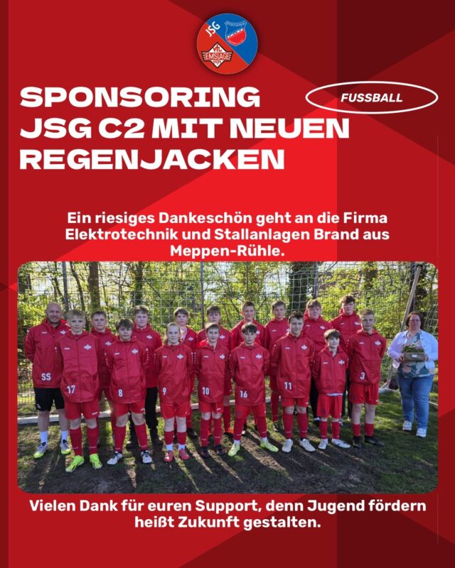 🏅🤝SPONSORING - Regenjacken für unsere JSG C2

Die C2 der JSG VfL Emslage/Union Meppen ist jetzt Dank Regenjacken auch bei Schmuddelwetter top ausgestattet.

Ein riesiges Dankeschön geht an die Firma Elektrotechnik und Stallanlagen Brand aus Meppen-Rühle.
Mit einer kleinen Aufmerksamkeit bedankte sich die gesamte Mannschaft vergangenen Donnerstag bei Stefanie Brand für das großzügige Sponsoring. 

Text und Bild JSG C2

Auch wir sagen: Vielen Dank für euren Support, denn Jugend fördern heißt Zukunft gestalten.

(miru)

© VfL Emslage e.V. 1971 - Alle Rechte vorbehalten